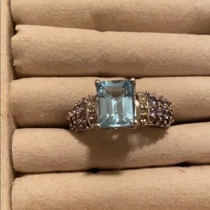 🦃Genuine Blue Topaz Ring w/Tanzanite & Topaz acc.